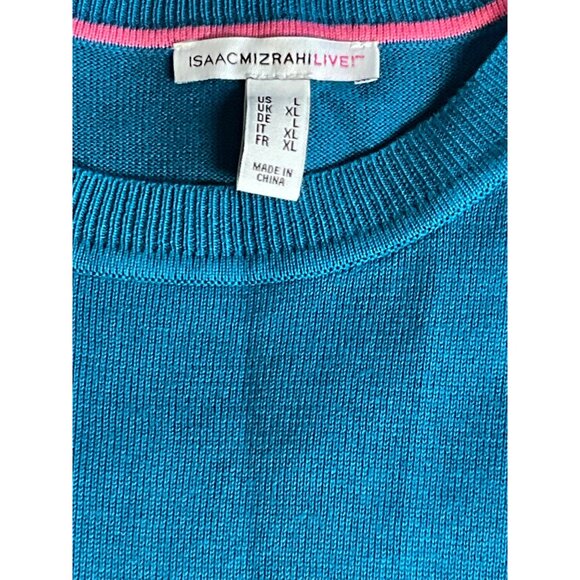 Isaac Mizrahi Live Large 3/4 Sleeve Peplum Sweater w/ Ruffle Hem Blue - Picture 4 of 4